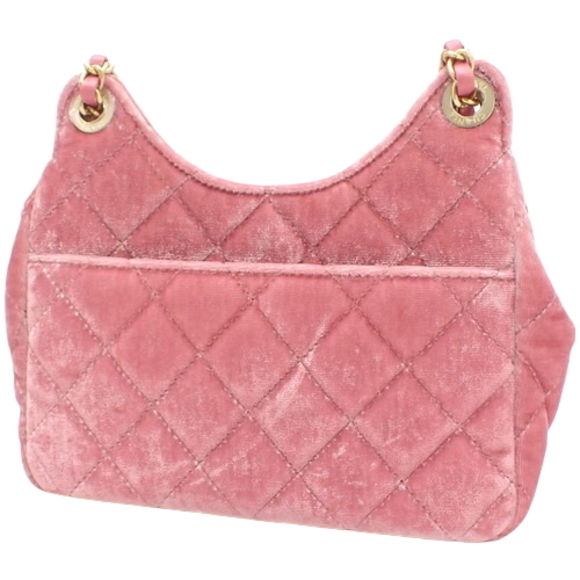 Chanel Velor/Velvet Pink Small Bag Hobo Matelasse - Picture 1 of 6